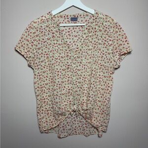 Laura Scott Floral Print Short Sleeve Blouse - Cotton